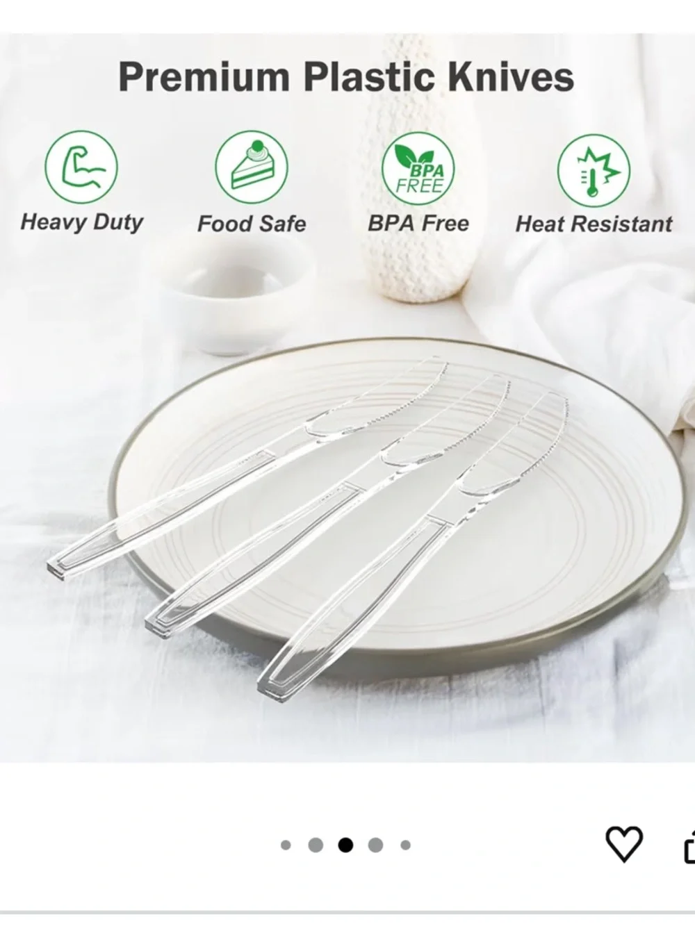 Clear Plastic Knives (360 Count) - Extra Heavy Duty, Clear